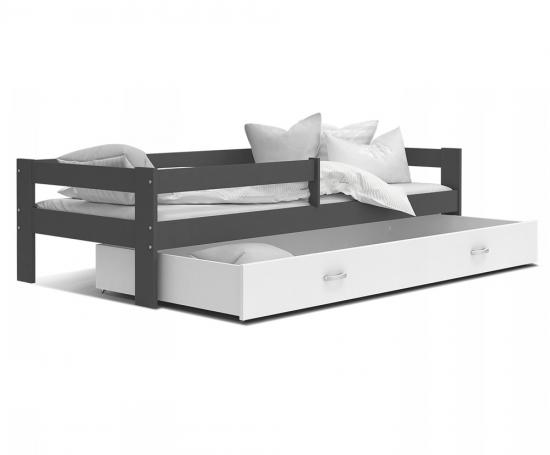 Detská posteľ HUGO 160x80 so zásuvkou SIVÁ-BIELA